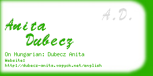 anita dubecz business card